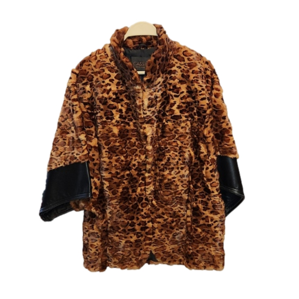 CASSIN New York leopard print real fur kimono jacket Size M